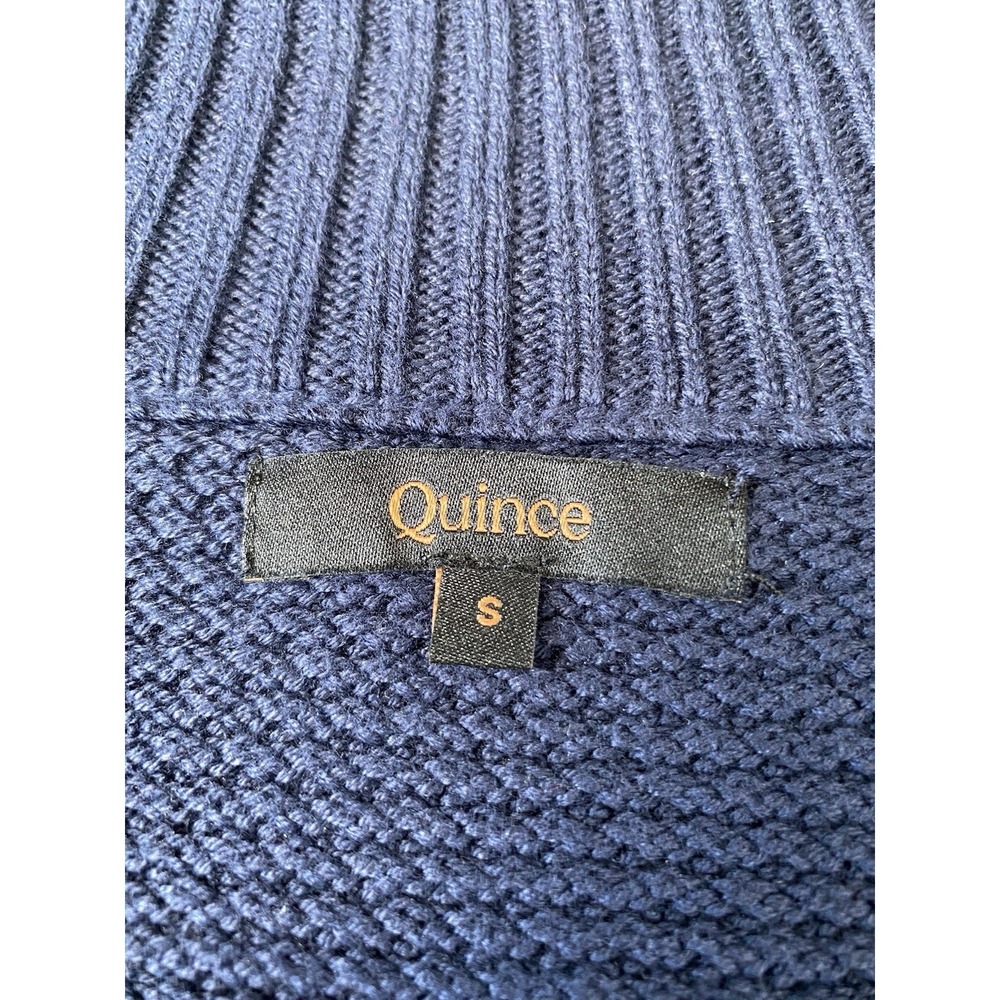 Quince Women 100% Organic Cotton Waffle Stitch Open Cardigan Navy Blue Small - Picture 5 of 10